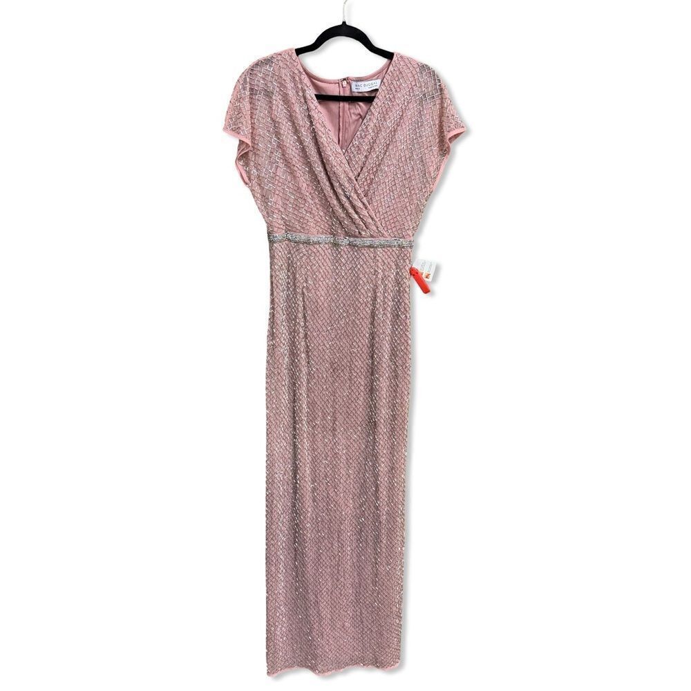Mac Duggal 93787 beaded rose lattice Pink Midi Dress evening gown NWT $598 sz 8 - Picture 2 of 9